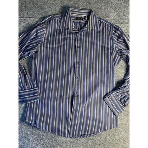 Structure Dress Shirt‎ Mens Medium Multi Premium Woven Long Sleeve Button Down
